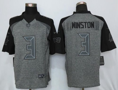 Nike Buccaneers #3 Jameis Winston Gray Men's Stitched NFL Limited Gridiron Gray Jersey - Click Image to Close